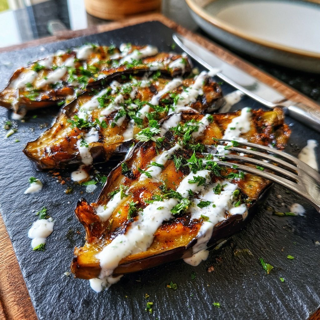 Gegrillte Auberginen Mit Joghurt Dip