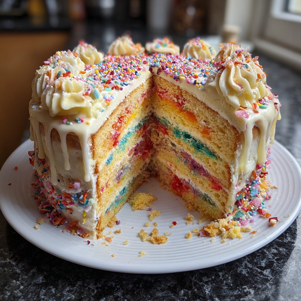 Geburtstagskuchen bunt mit Streuseln
