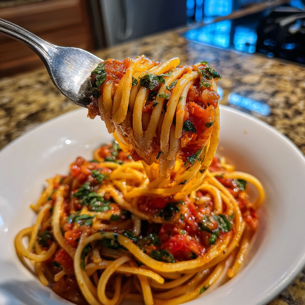 Spaghetti mit Tomaten-Basilikum-Sauce