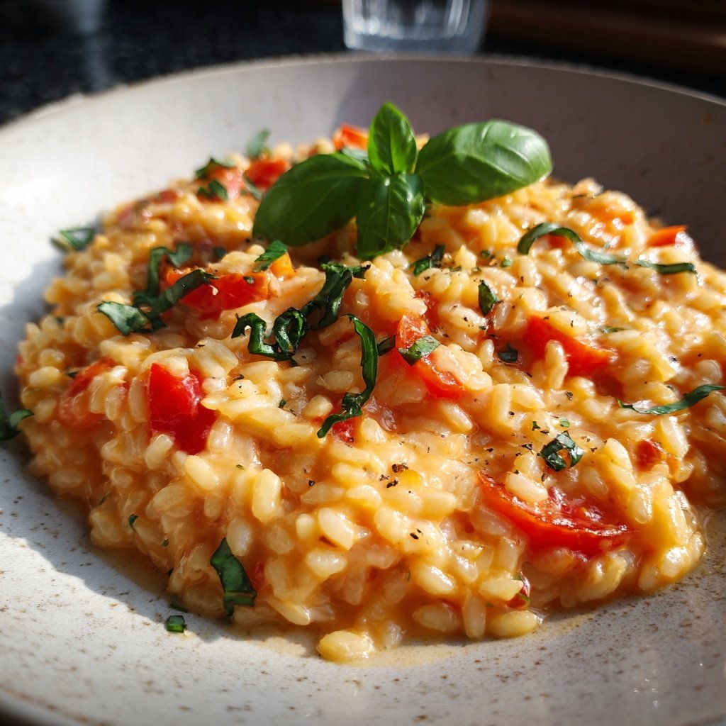 Risotto mit Tomaten und Basilikum