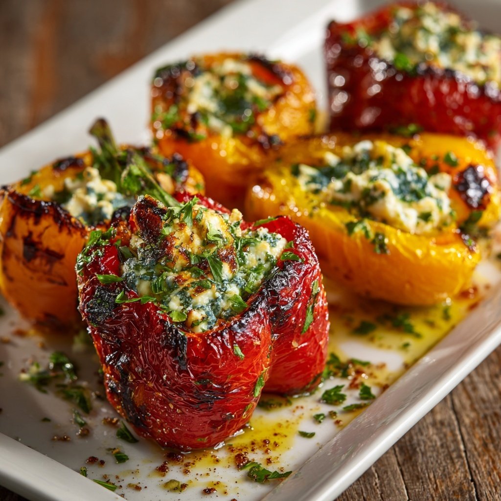 Gegrillte Paprika Mit Feta Füllung