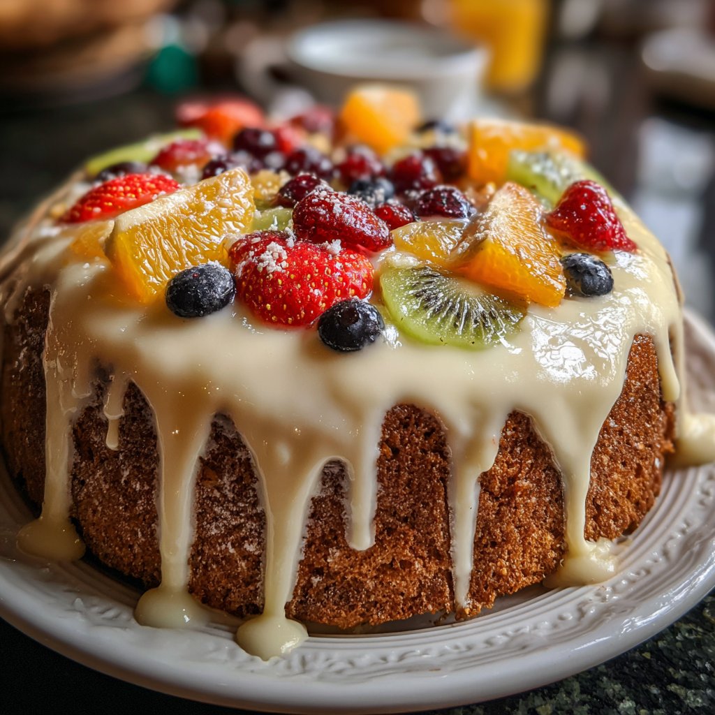 Geburtstagskuchen mit Fruchtspiegel