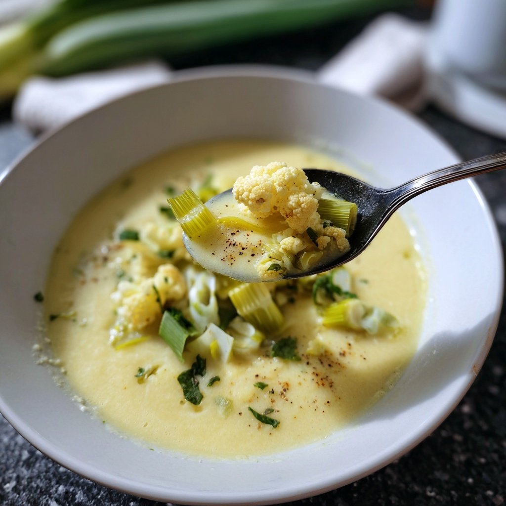 Blumenkohlsuppe mit Lauchzwiebeln